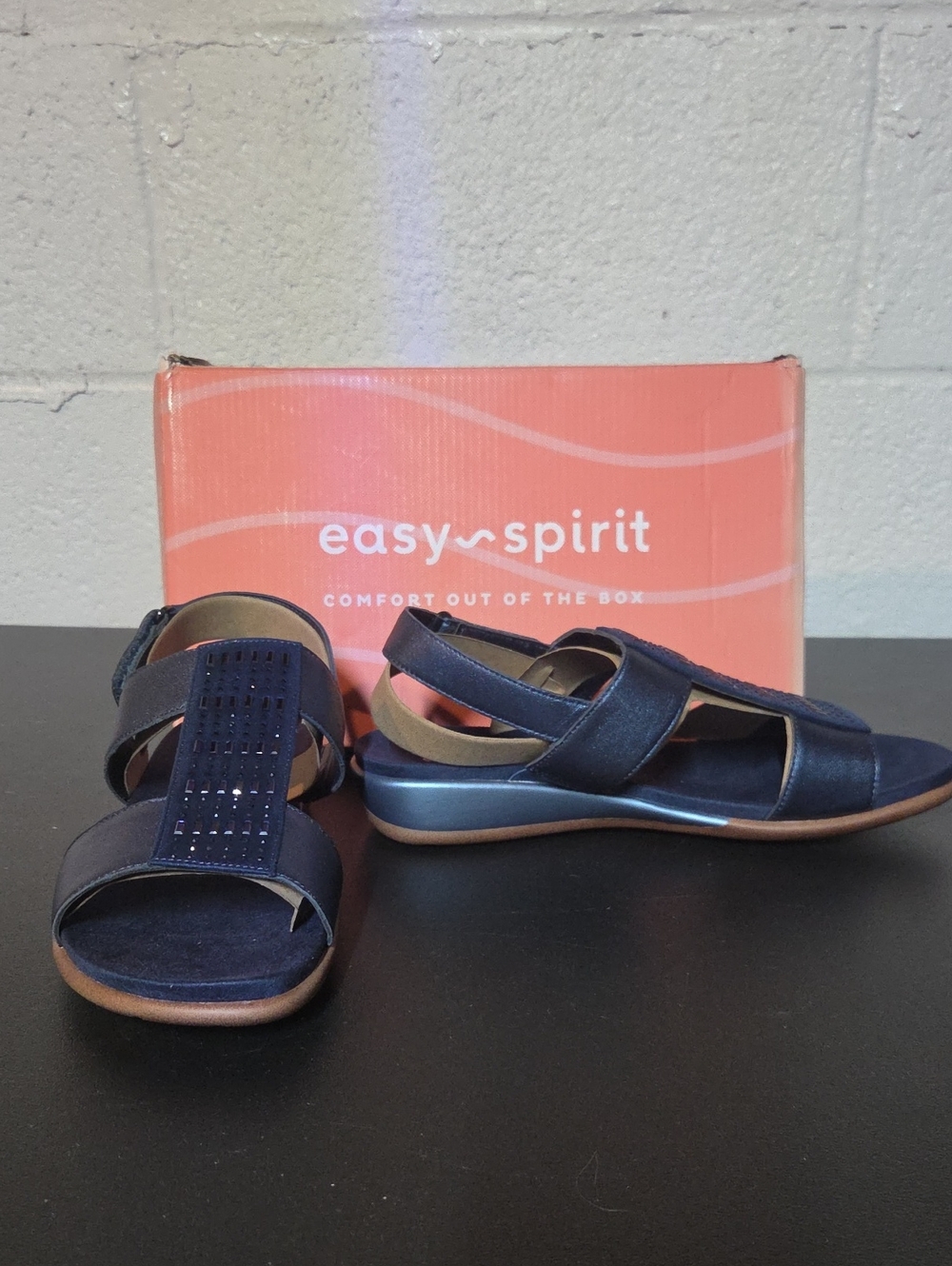 Easy Spirit Navy Blue Strappy Comfort Sandals for Women